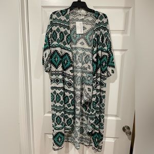 Green and Grey Aztec Duster